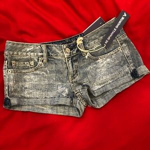 Sparkle jean shorts.